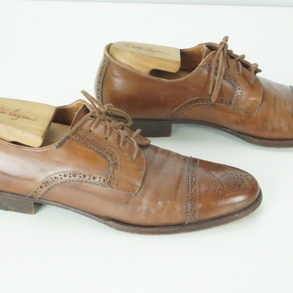 Polo by Ralph Lauren Light Brown Brogue Cap Toe Leather Mens Dress shoes Sz 8B - Picture 3 of 9